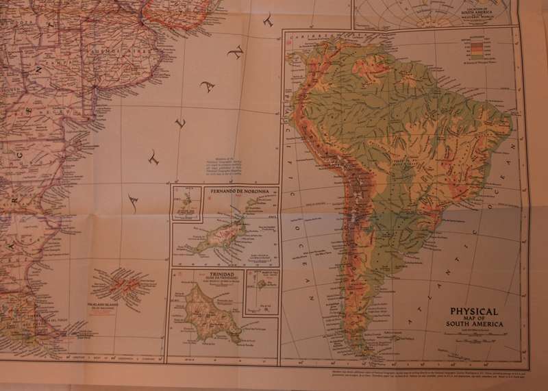 National Geographic Folded Map of South America October 1950