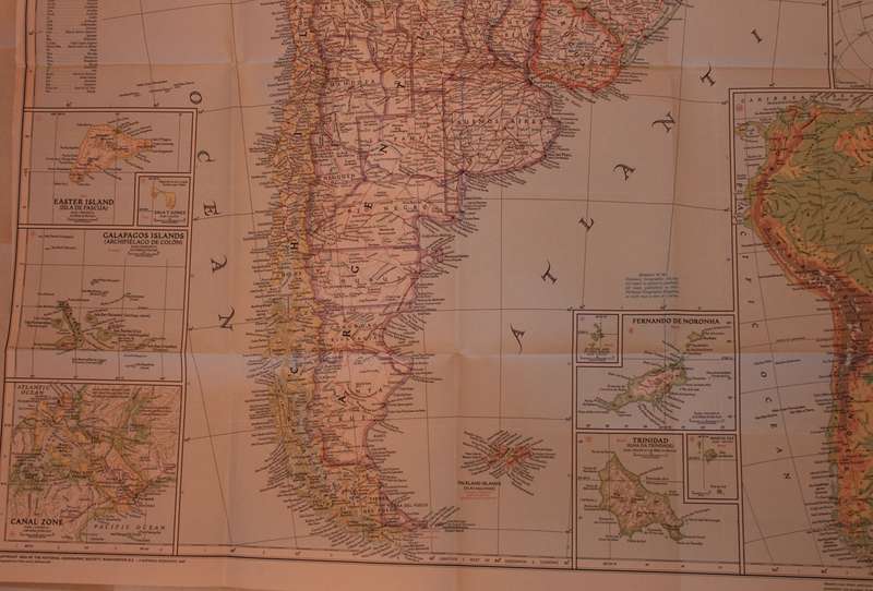 National Geographic Folded Map of South America October 1950