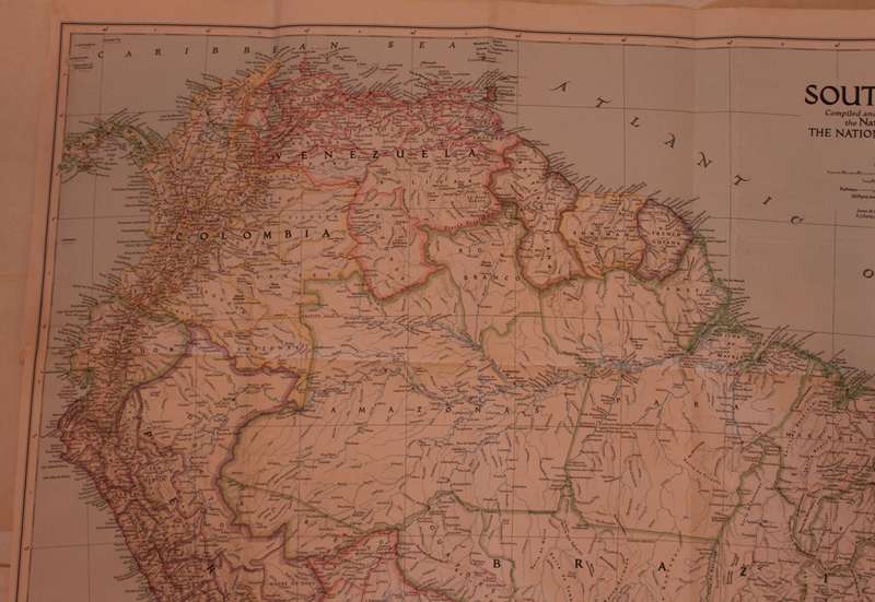 National Geographic Folded Map of South America October 1950