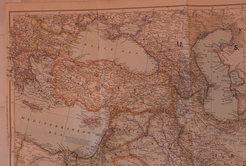 National Geographic Folded Map of South West Asia March 1952