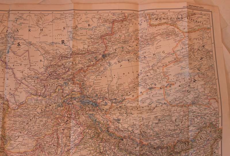 National Geographic Folded Map of South West Asia March 1952