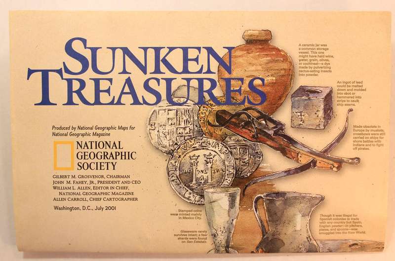 National Geographic Folded Map Sunken Treasures July 2001