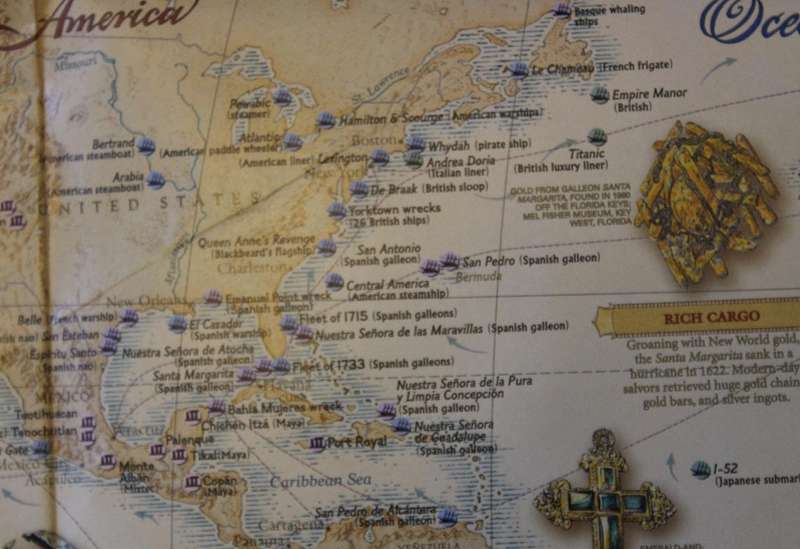 National Geographic Folded Map Sunken Treasures July 2001