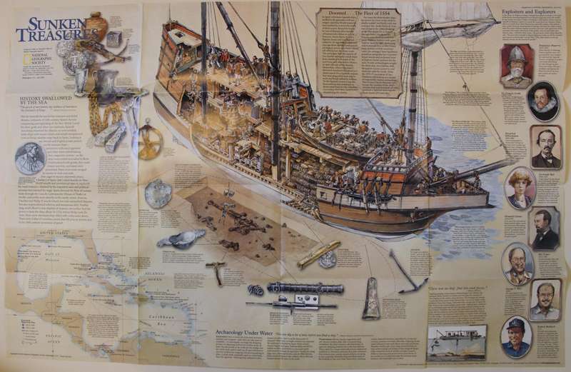 National Geographic Folded Map Sunken Treasures July 2001