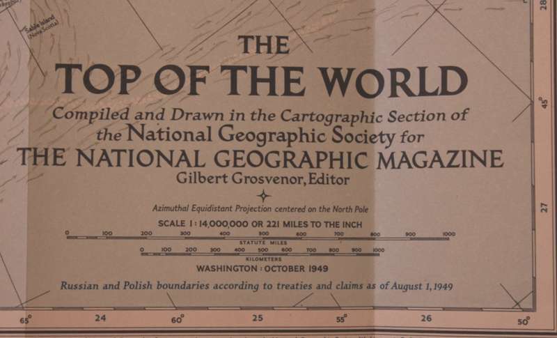 National Geographic Folded Map of The Top Of The World - Arctic Circle October 1949
