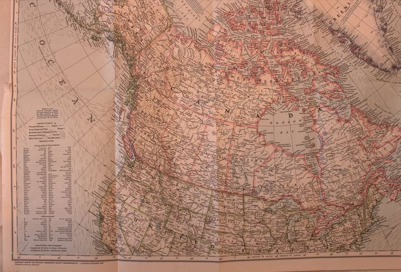 National Geographic Folded Map of The Top Of The World - Arctic Circle October 1949