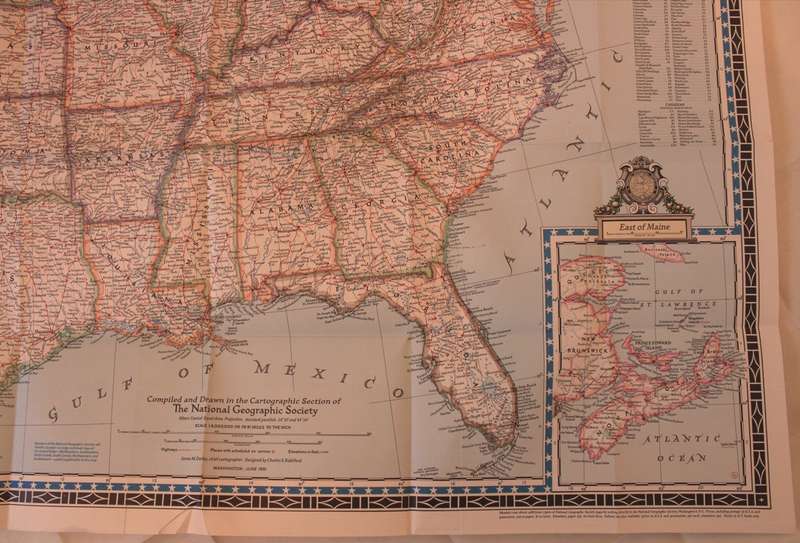 National Geographic Folded Map of The United States Of America June 1951