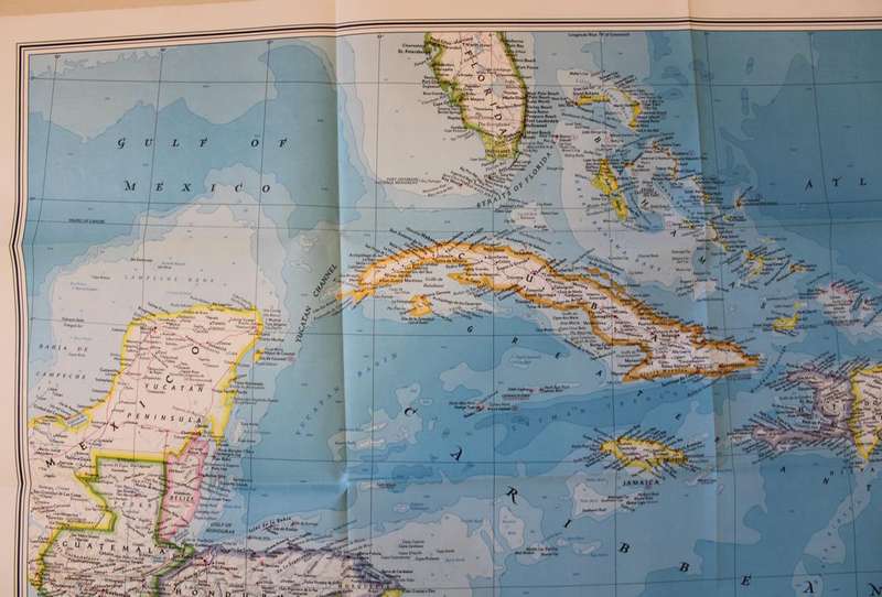 National Geographic Folded Map of the West Indies and Central America February 1981