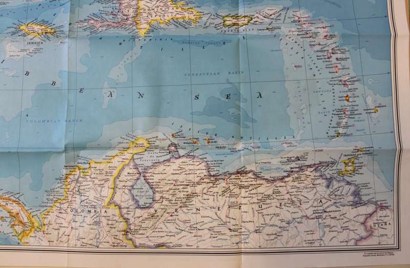 National Geographic Folded Map of the West Indies and Central America February 1981