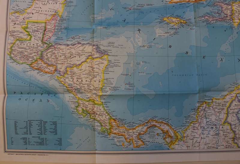 National Geographic Folded Map of the West Indies and Central America February 1981