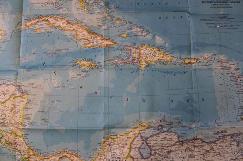 National Geographic Folded Map of the West Indies and Central America February 1981