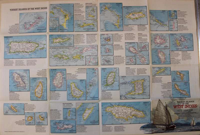 National Geographic Folded Map of the West Indies and Central America February 1981