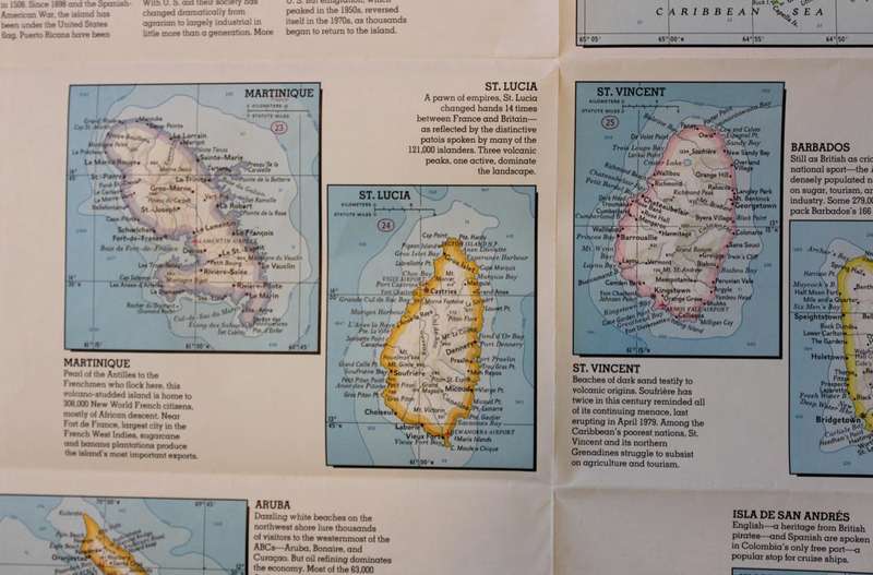 National Geographic Folded Map of the West Indies and Central America February 1981