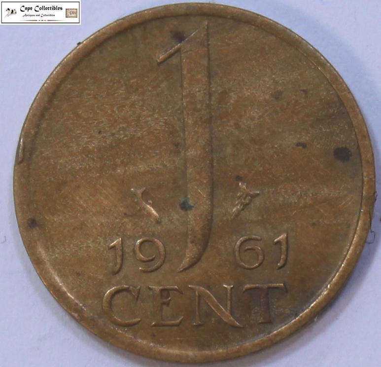 Netherlands 1961 1 Cent Coin Circulated