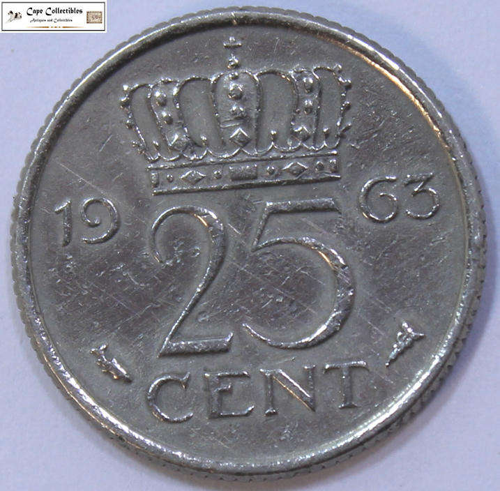 Netherlands 1963 25 Cent Coin Circulated