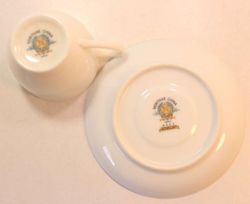 Vintage 6 x Noritake "Autumglory" Pattern 6323 Porcelain Demitasse Coffee Cups and Saucers
