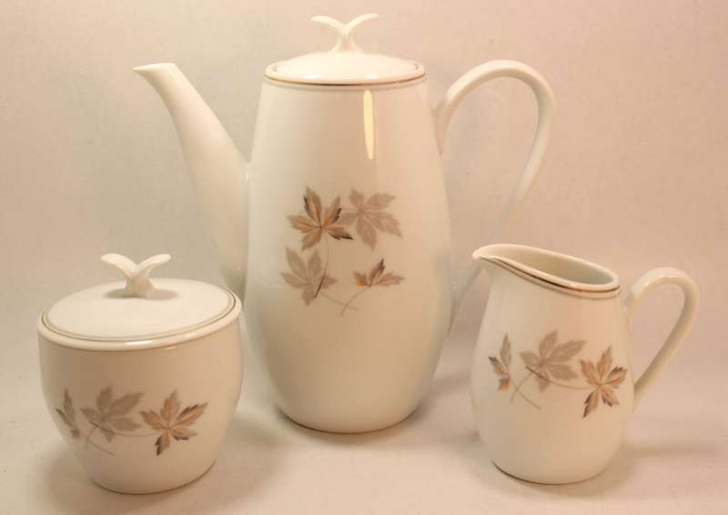 Vintage Noritake "Autumglory" Pattern 6323 Porcelain Coffee Pot, Creamer and Sugar Bowl