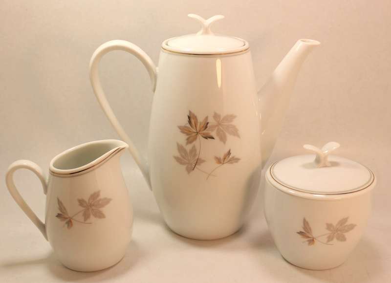 Vintage Noritake "Autumglory" Pattern 6323 Porcelain Coffee Pot, Creamer and Sugar Bowl