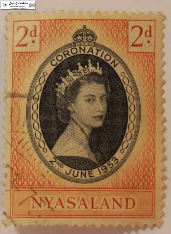 Nyasaland 2 Pence 1953 Queen Elizabeth II Coronation Stamp (Scott 96)