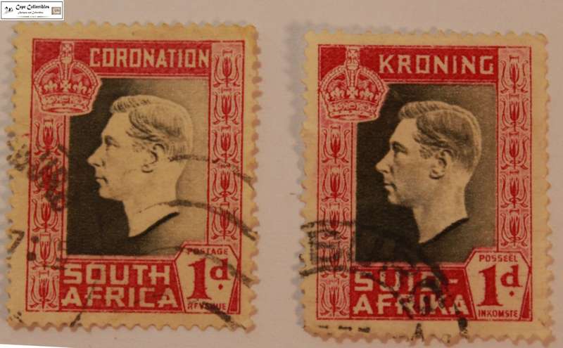 South Africa 2 x  1 Penny 1937 George VI Coronation Stamp (Scott 75)