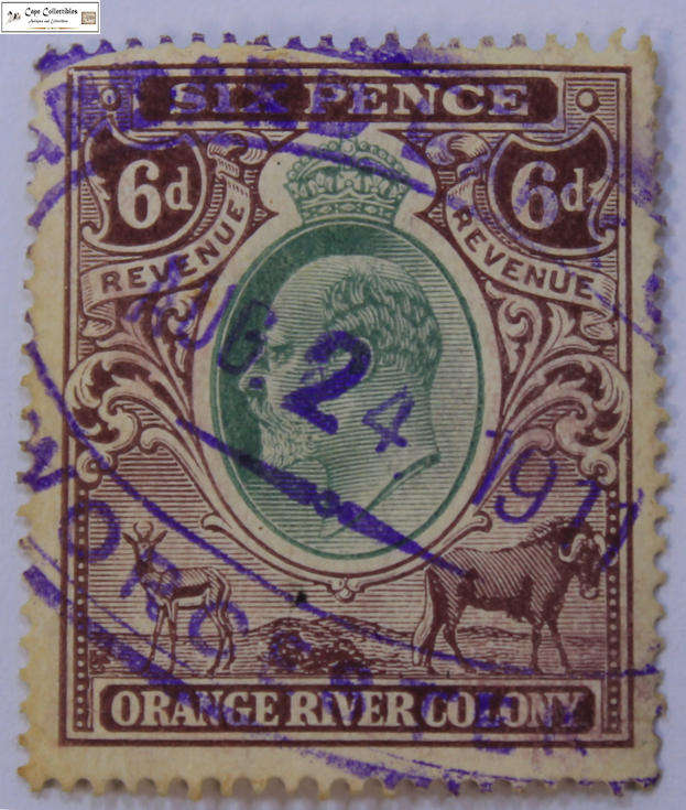 Orange River Colony 6 Pence 1903 Revenue Stamp