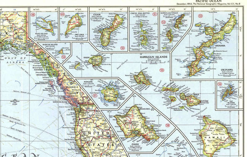 National Geographic Pacific Ocean 1952 Digital Maps Digital Download