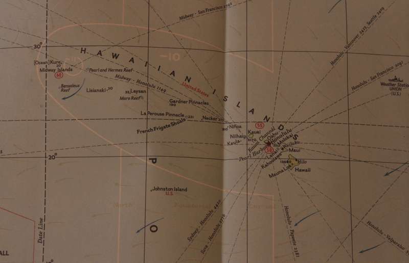 National Geographic Folded Map of The Pacific Ocean December 1952.