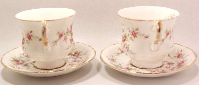 Pair of Paragon Victoriana Rose Bone China Footed Tea Cup and Saucer