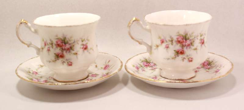 Pair of Paragon Victoriana Rose Bone China Footed Tea Cup and Saucer