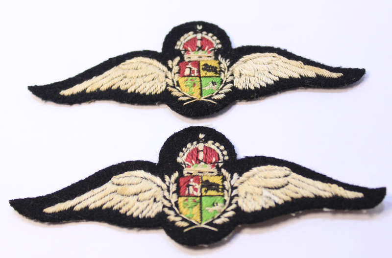 Pair of WW2 South African Air Force Pilots Cloth Wings