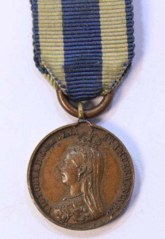 Antique Miniature Queen Victoria 1897 Diamond Jubilee Commemoration Medal with Ribbon