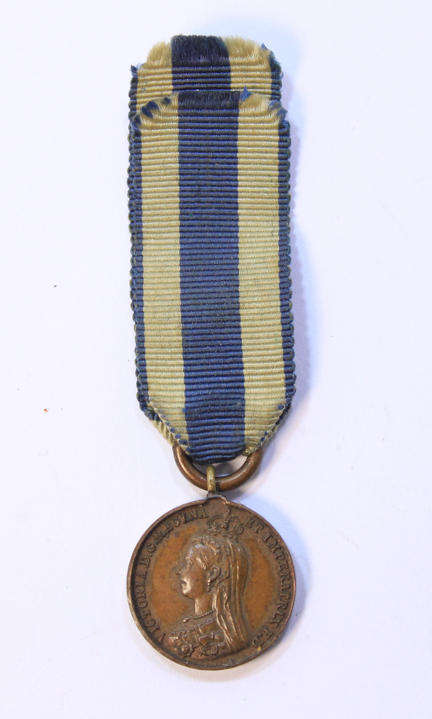 Antique Miniature Queen Victoria 1897 Diamond Jubilee Commemoration Medal with Ribbon