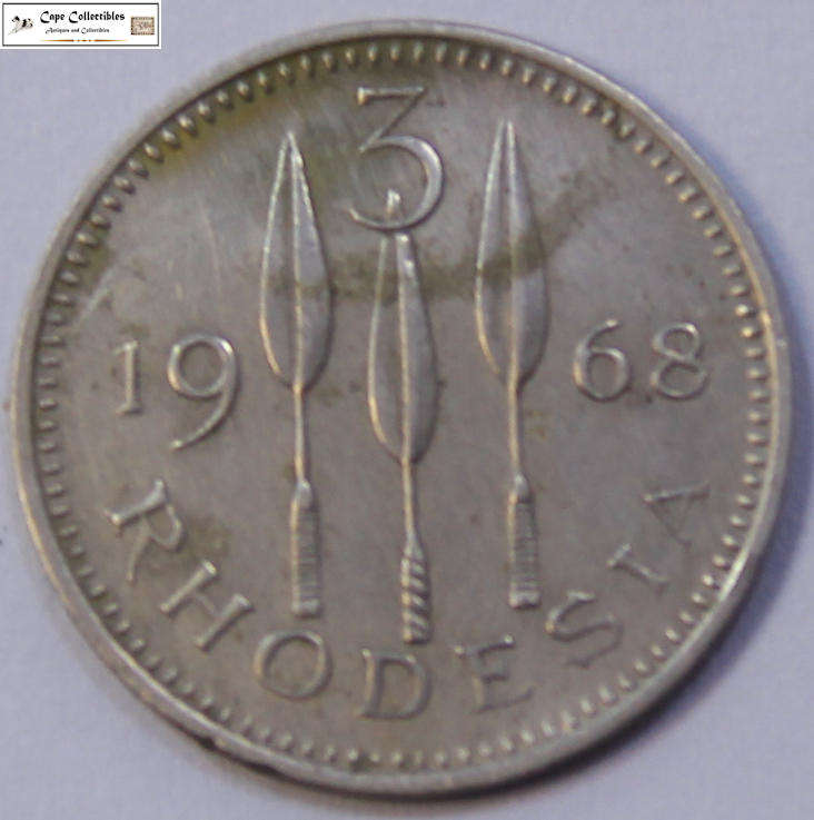 Rhodesia 3 Pence 1968 Coin Circulated