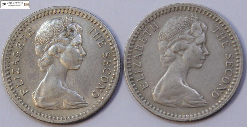 2 x Rhodesia 5 Cent - 6d Sixpence - 1964 (Two Coins) Circulated