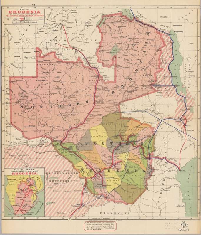 Northern and Southern Rhodesia 1913 British South Africa Company Digital Map Digital Download