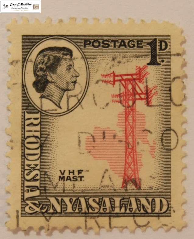 Rhodesia and Nyasaland 1 Penny 1959-1963 VHF Mast Stamp (Scott 159)