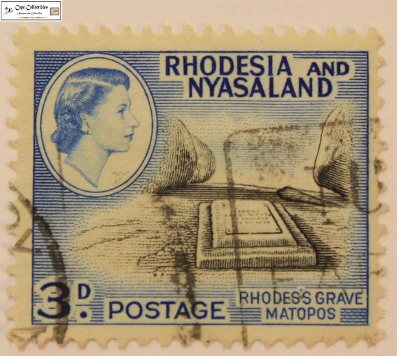 Rhodesia and Nyasaland 3 Pence 1959-1963 Rhodes Grave Stamp (Scott 162)