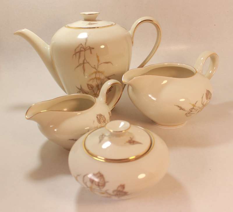 Rosenthal Krister Bone China Tea Service Set, Teapot, Creamers and Sugar Bowl