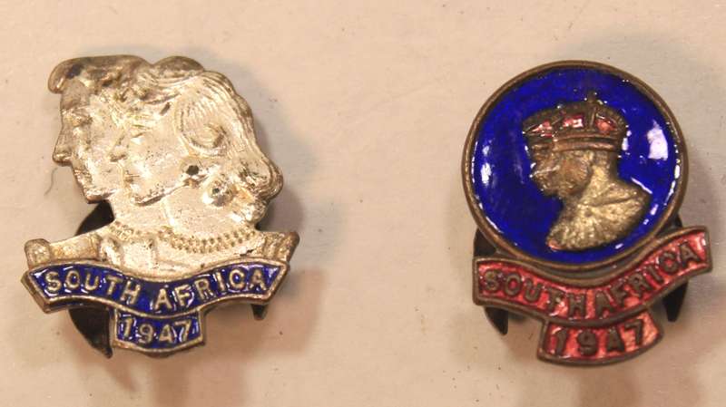 2 x Vintage 1947 Royal Visit to South Africa Lapel Badges