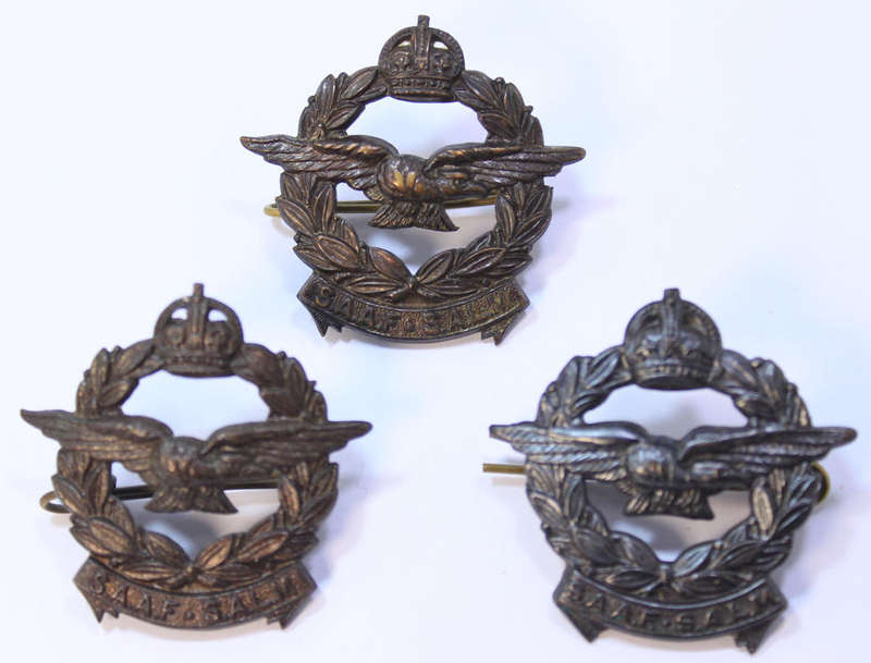 3 x SAAF SALM 1940's WW2 Officers Cap Badges