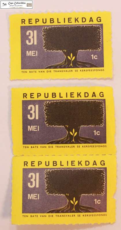 South Africa Three Republic Day 31 May Die Transvaler Promotional Stamps