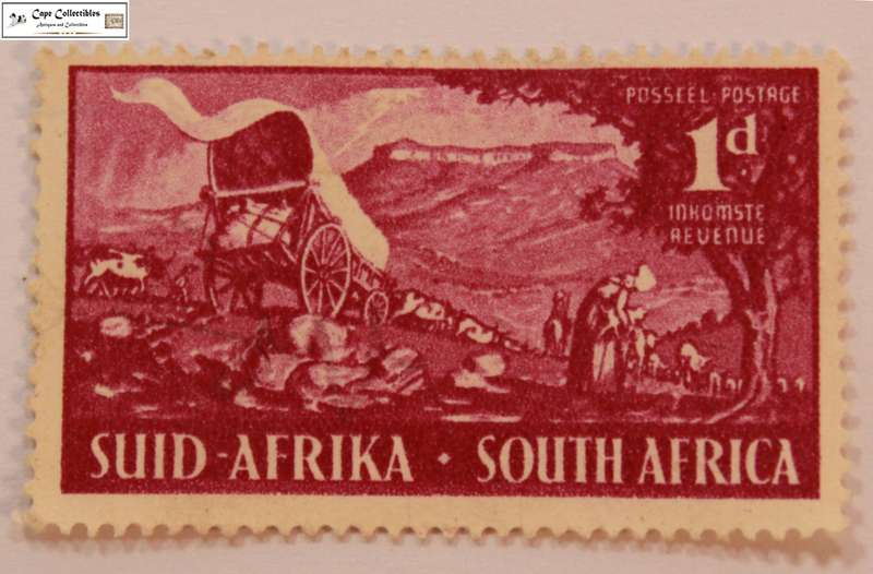 South Africa 1 Penny 1949 Voortrekkers en Route to Natal Stamp (Scott 112)