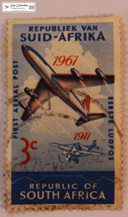 South Africa 3 Cents 1961 Aerial Post Services 50 Years Anniversary Stamp (Scott 280)