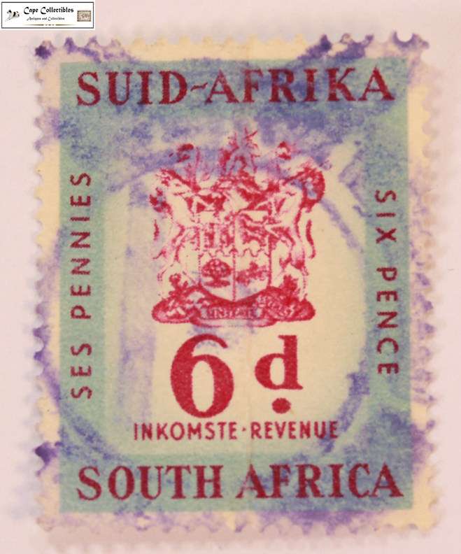 South Africa Union 6 Pence Duty Revenue Stamp