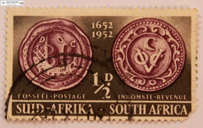 South Africa 1/2D Penny 1952 Van Riebeeck Cape 300 Year Anniversary Stamp (Scott 115)
