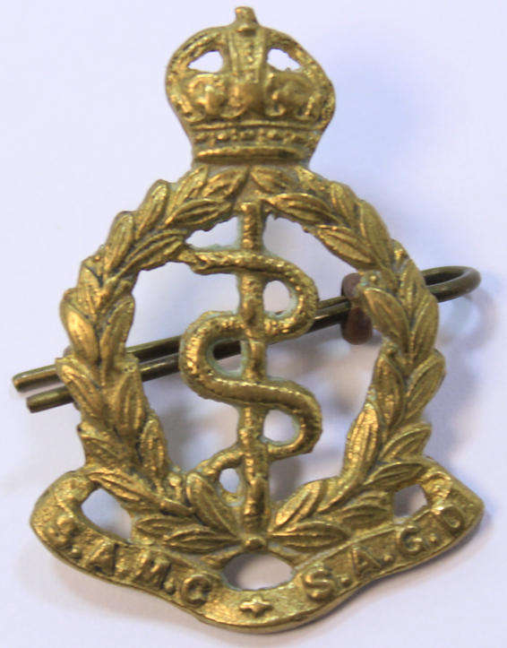 Vintage 1940's WW2 South Africa Medics Corps with Kings Crown Cap Badge
