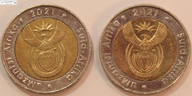2 x South Africa 5 Rand Coin 2021 South African Reserve Bank 100 Years (Two Coins) Circulated.