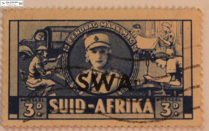 South West Africa 3 Pence 1941 Womens Services Stamp SWA Overstamp (Scott 139)