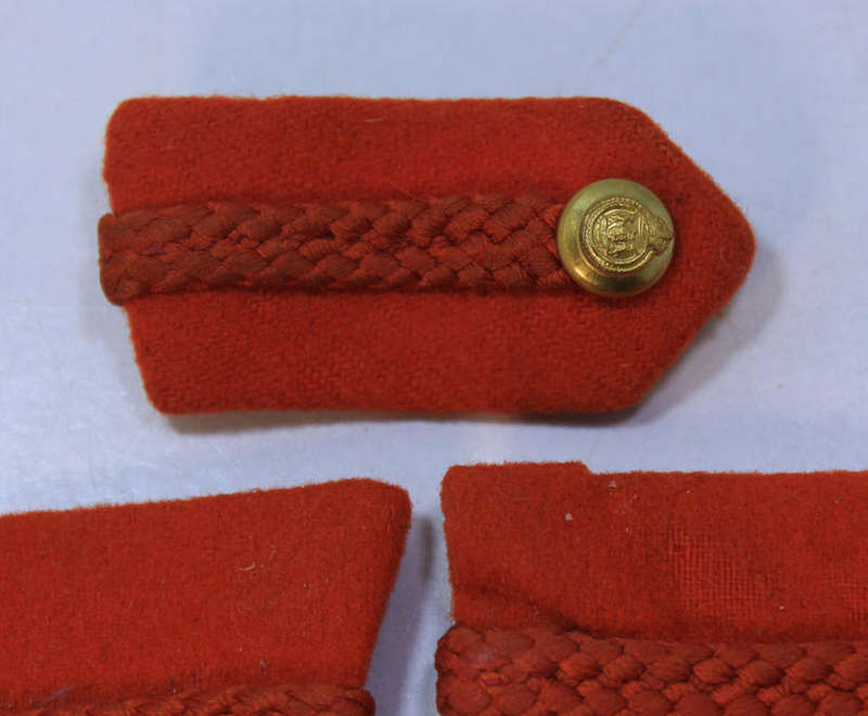 Set of WW2 UDF Lt Col Gorget Tabs and Lt Colonel Cap Badge on Red Ribbon