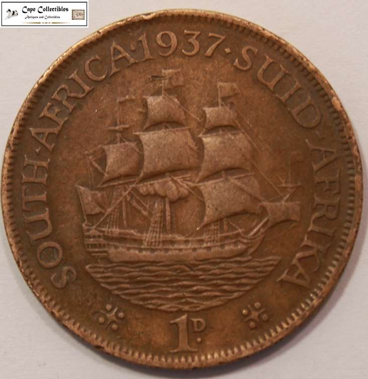 South Africa 1 Penny Coin 1937 Circulated